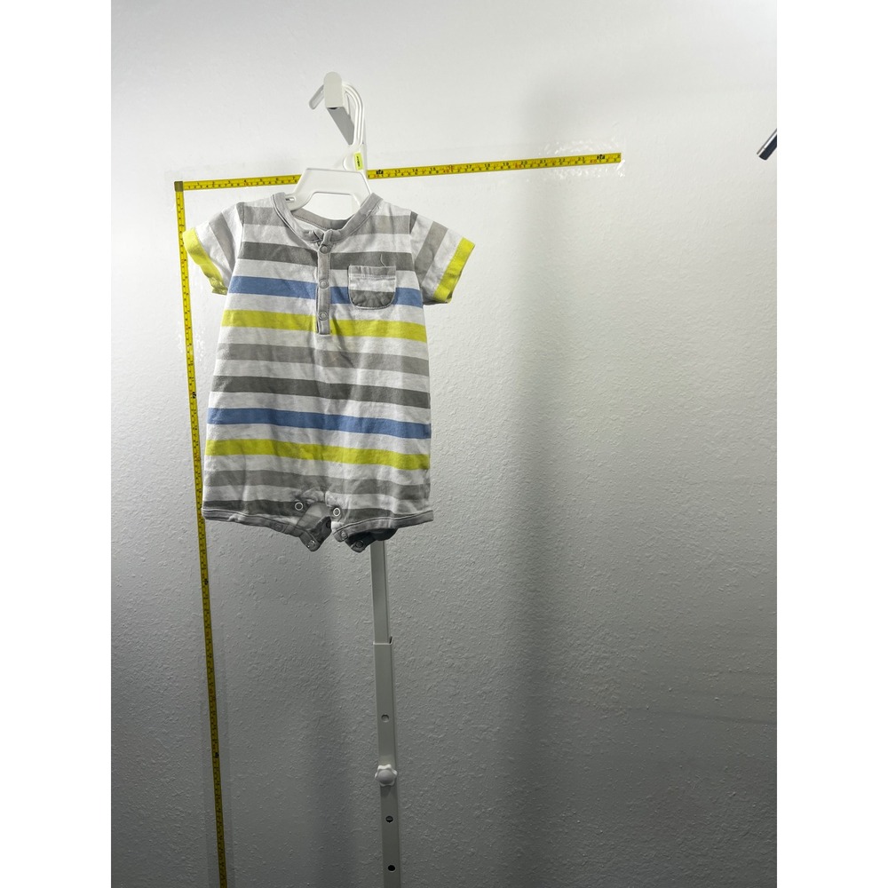 Just One You by Carters Baby Boy Striped Romper Blue Grey Lime 3 Month One Piece